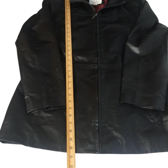 Worthington Jacket Womens XL Black Leather Zip Front Burgundy Lined Classic - Picture 11 of 16